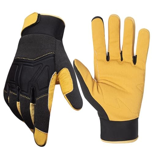 RIGWARL Tear Resistant Safety Gloves for Men and Women, Thick Padding, Wood & Warehouse Protection — Premium Black- (95% Wear-resistant)