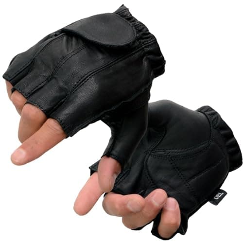 Milwaukee Black Gel Padded Men's Fingerless Motorcycle Hand Gloves