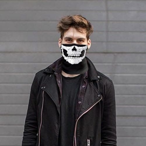 Villorem Full Finger Skeleton Gloves & Skull Mask for Halloween Party