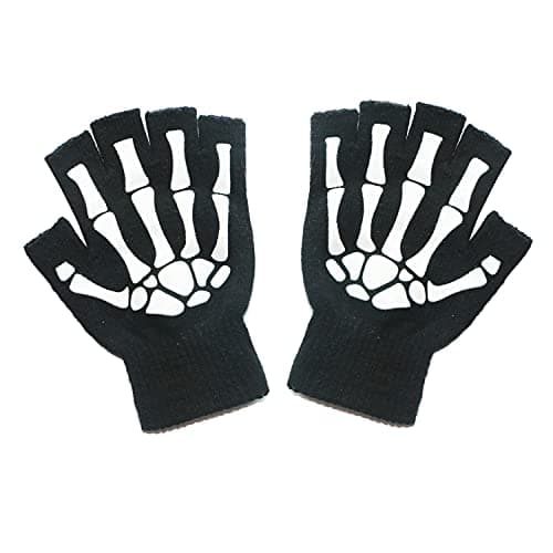 Jiuhong Halloween Luminous Skeleton Gloves for Men and Women