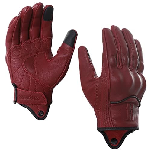 Women's Leather Motorcycle Gloves for Road Racing, Cycling, Climbing, and Powersports with Touchscreen - GL016 — Oxblood