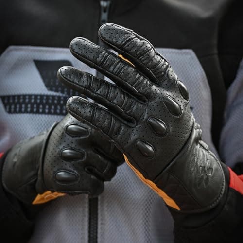 ViaTerra Fuel Retro Motorcycle Gloves | All Leather Touchscreen Compatible Good Grip