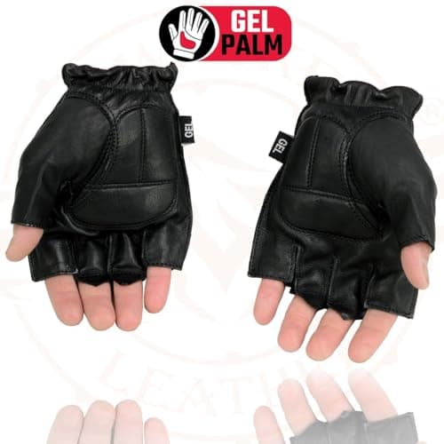 Milwaukee Black Gel Padded Men's Fingerless Motorcycle Hand Gloves