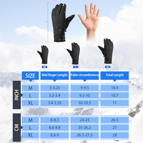 Pleneal Winter Ski Gloves Windproof Waterproof Touchscreen Anti-Slip Warm