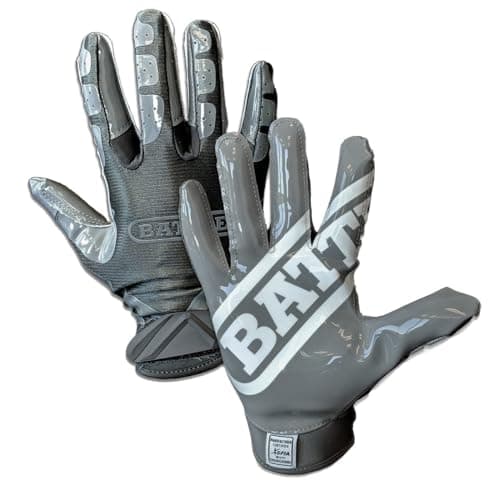 Battle Sports Ultra Stick Football Gloves - For Adults and Youth — Charcoal