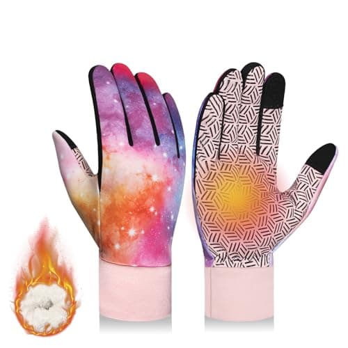 RIGWARL Upgraded Wool Winter Gloves, Waterproof & Touch Screen Compatible, Perfect Gifts for Men and Women — 112 Plus-(75% Warm&water-resistant)-Pink stars