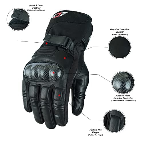 Winter Waterproof Touchscreen Motorcycle Gloves for Men and Women Black