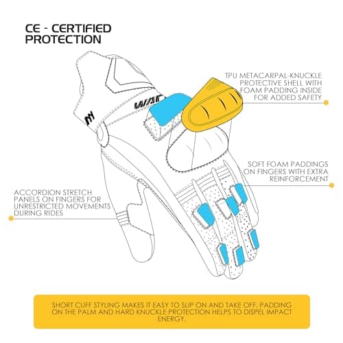 Vortex Motorcycle Gloves for Men/Women, Touchscreen Cowhide Leather, Summer Knuckle & Finger Protection