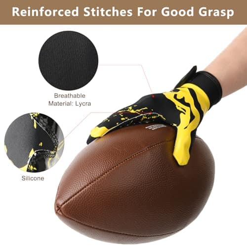 Youth Football Gloves for Kids - Excellent Grip Receiver Gloves