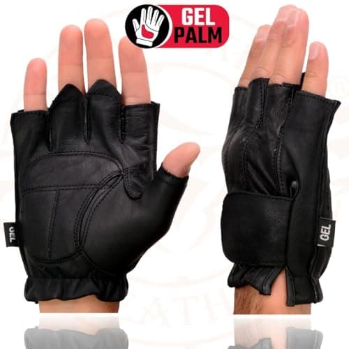 Milwaukee Black Gel Padded Men's Fingerless Motorcycle Hand Gloves