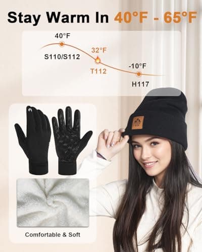 Rigwarl Men's Warm Hat & Waterproof Touchscreen Gloves Set