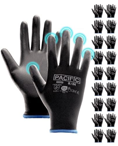 PACIFIC PPE Touchscreen Work Gloves, Black, Medium