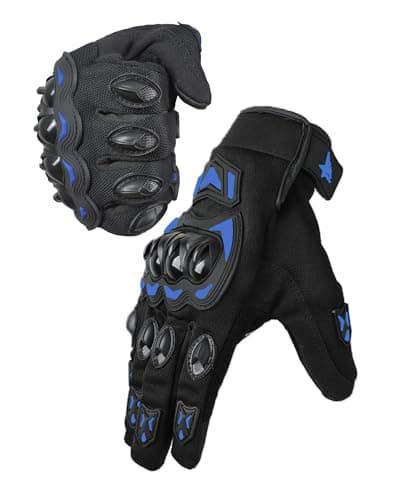 Touchscreen Motorcycle Gloves - Anti-Slip Hard Knuckle Riding Gloves — Blue