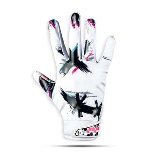 Pro Grip Cross-Eyed White Gloves - Perfect for College Football - Adult & Youth Sizes