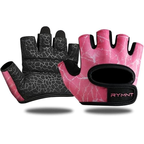 Minimal Weight Lifting Gloves - Full Palm Protection & Extra Grip for Men & Women — Marble Pink