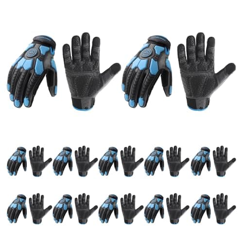 Handlandy Heavy Duty Impact Gloves, SBR Padding, TPR Protector — Blue-12pairs