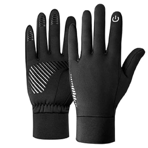JEELAD Windproof Waterproof Cycling Gloves for Men and Women - Skeleton Racing Style — A - Black - With Luminous Material