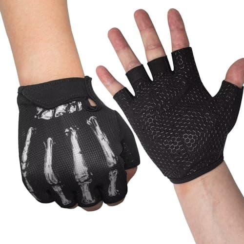 Fitness Gloves for Men and Women: Full Palm Protection and Excellent Grip — Thin padding-white skeleton