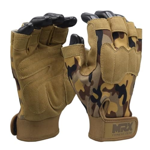 MRX Breathable Workout Gloves for Men and Women - Snug-Fit, Ideal for Weight Lifting, Cycling, Gym & More — Camo Sand