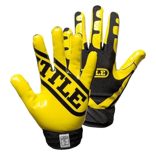 Battle Sports Ultra-Stick Wide Receiver Football Gloves — Neon Yellow/Black