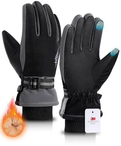RivMount Winter Gloves - Thermal, Waterproof, Touchscreen for Men & Women — Black-Gray