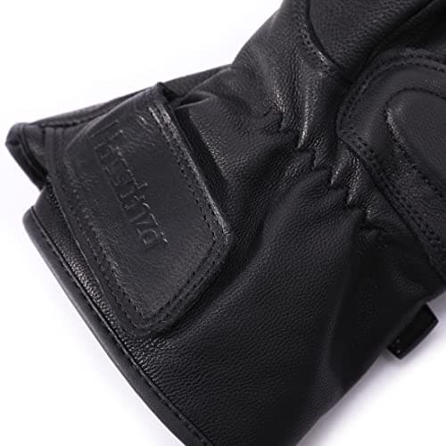 Harssidanzar Men's Winter Motorcycle Gloves, Genuine Leather Touchscreen Thinsulate Lined Black Size L