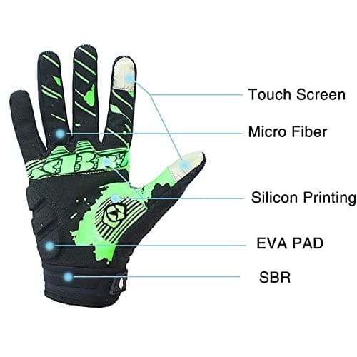 BRZSACR Skeleton Cycling Gloves for Off-Road MTB, Shock Absorption & Touch Screen Compatible
