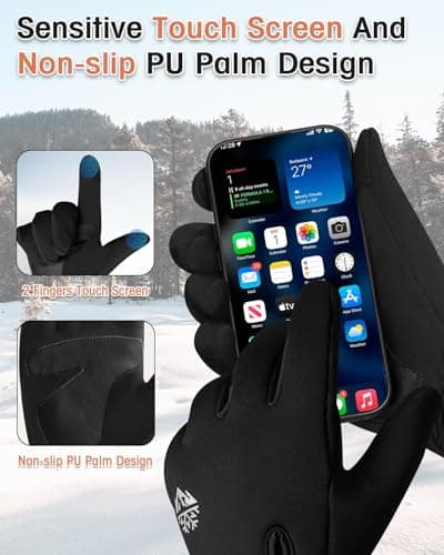 RIGWARL Winter Thermal Gloves, Touchscreen Touch, Waterproof, Adjustable Wrist Zippered