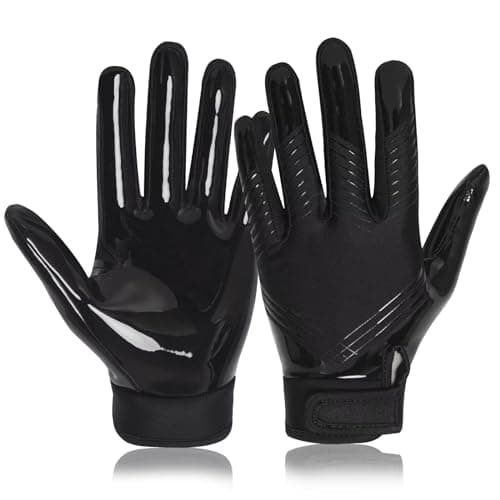 Football Gloves for Men, Youth, and Adults with Super Tacky Grip — Black