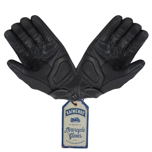 Vintage Leather Motorcycle Gloves for Men, Touchscreen Protection and Padding