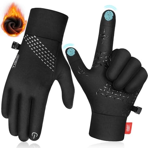 RUIXUE Windproof Anti-Slip Thermal Gloves - Warm, Soft, Stretchy, Touch Screen, Splash-Proof — Black-03