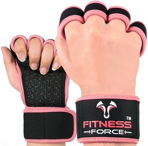 FITNESS FORCE Ventilated Wrist Support Gloves for Workouts Weightlifting & Cross Training — Pink Without Front Strap