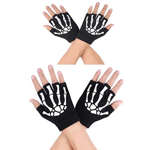 10AGIRL Glow-in-the-Dark Fingerless Gloves for Christmas Costumes Cosplay — Fingerless-2pcs