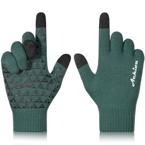 Achiou Winter Gloves for Men & Women - Touch Screen Compatible Warm Running Gloves — Light Green