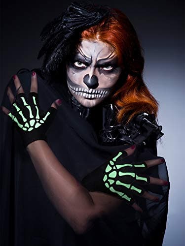 Cooraby Glow in the Dark Halloween Skeleton Knitted Gloves