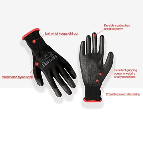 PU Coated Safety Work Gloves, 12 Pairs for Mechanics