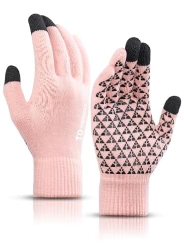 TRENDOUX Winter Gloves for Men & Women - Touch Screen Cold Weather Thermal Knit Gloves — Pink