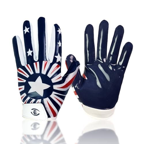 Youth Football Gloves with Silicone Grip for Enhanced Play — American Flag