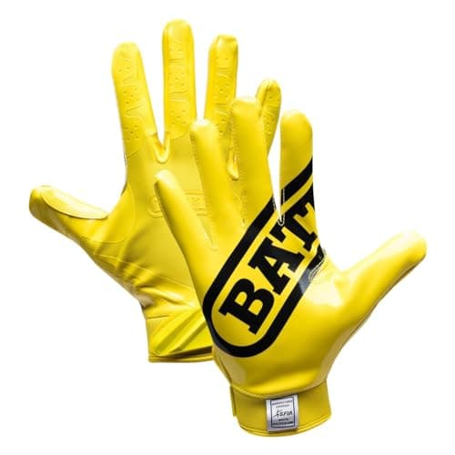 Battle Sports Ultra Stick Football Gloves - For Adults and Youth — Yellow
