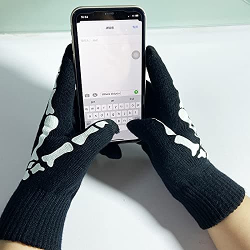 Glovion Women's Touchscreen Skeleton Gloves Unisex for Halloween & Christmas Party
