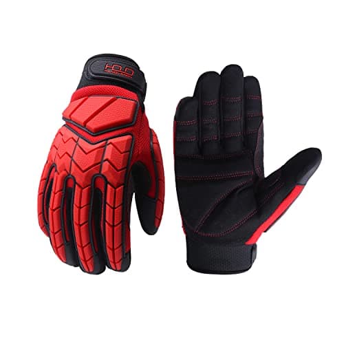 Handlandy Heavy Duty Impact Gloves, SBR Padding, TPR Protector — Red-sbr Padded Palm