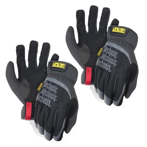 Mechanix Wear FastFit Work Gloves, Touchscreen Capable & Secure Fit (Black, Large) — 2 Pairs
