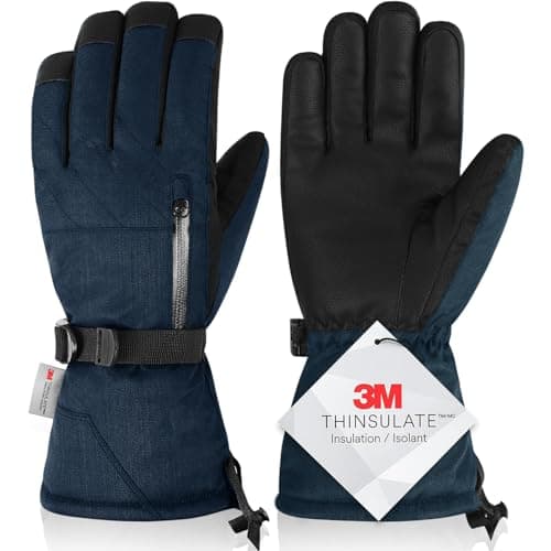 Magelfarm Unisex Waterproof Touchscreen Winter Gloves 3M Thinsulate with Pocket — Navy