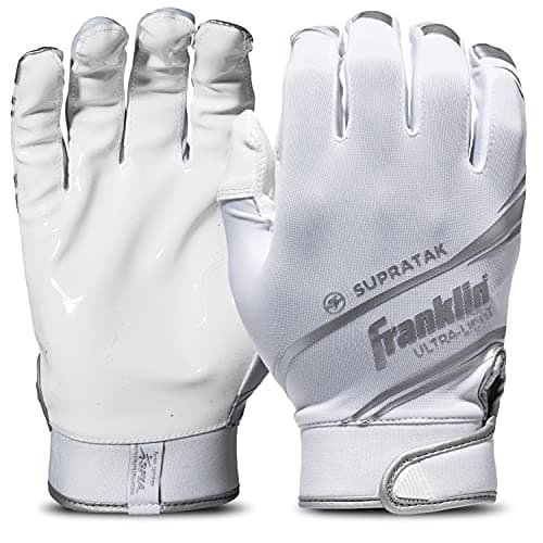 Franklin Sports Supratak White/Chrome Football Receiver Gloves X-Large