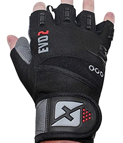 Skott Evo 2 Weightlifting Gloves with Wrist Support-Double Stitching for Durability — Black/Gray
