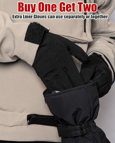 RIGWARL 2-in-1 Waterproof Ski Mittens with Glove Liners, XX-Large