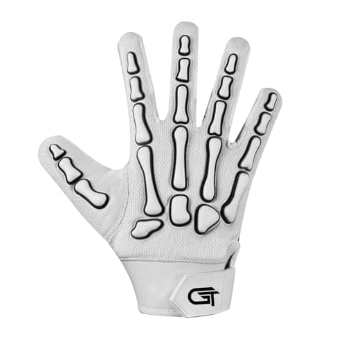 Glorious Traders Wide Receiver Football Gloves with Super Sticky Grip, Black & White