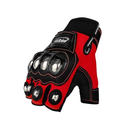 Air Flow Motorcycle Gloves for BMX, MX, ATV, MTB Racing — Red Short