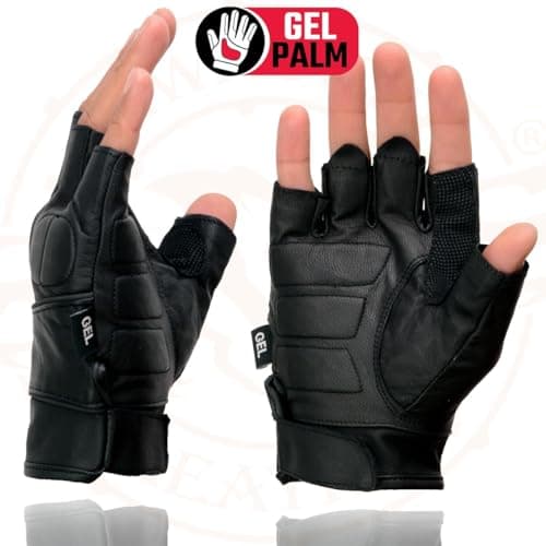 Milwaukee Black Leather Gel Palm Hand Gloves with Knuckle Pads