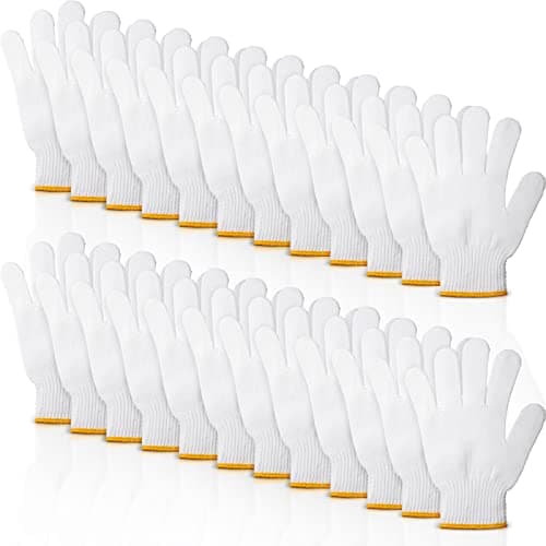 Satinior 36 Pair White Cotton BBQ Gloves Men Women Safety Protection — Yellow Edging